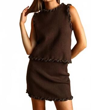 NEW MIOU MUSE adeline braided knit top in brown